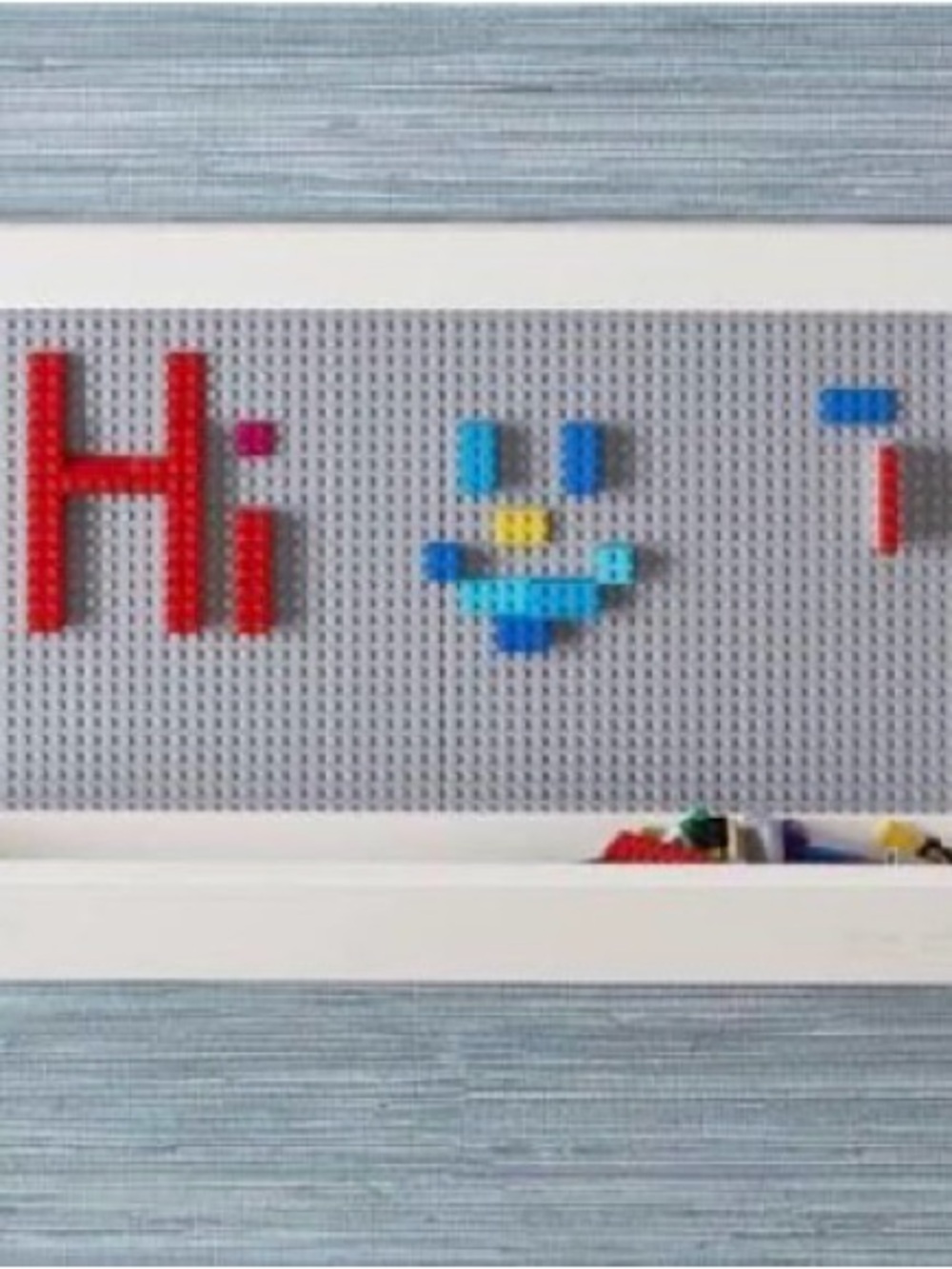 Pottery Barn Kids Gray Peg Board Play Panel with Red and Blue Accents